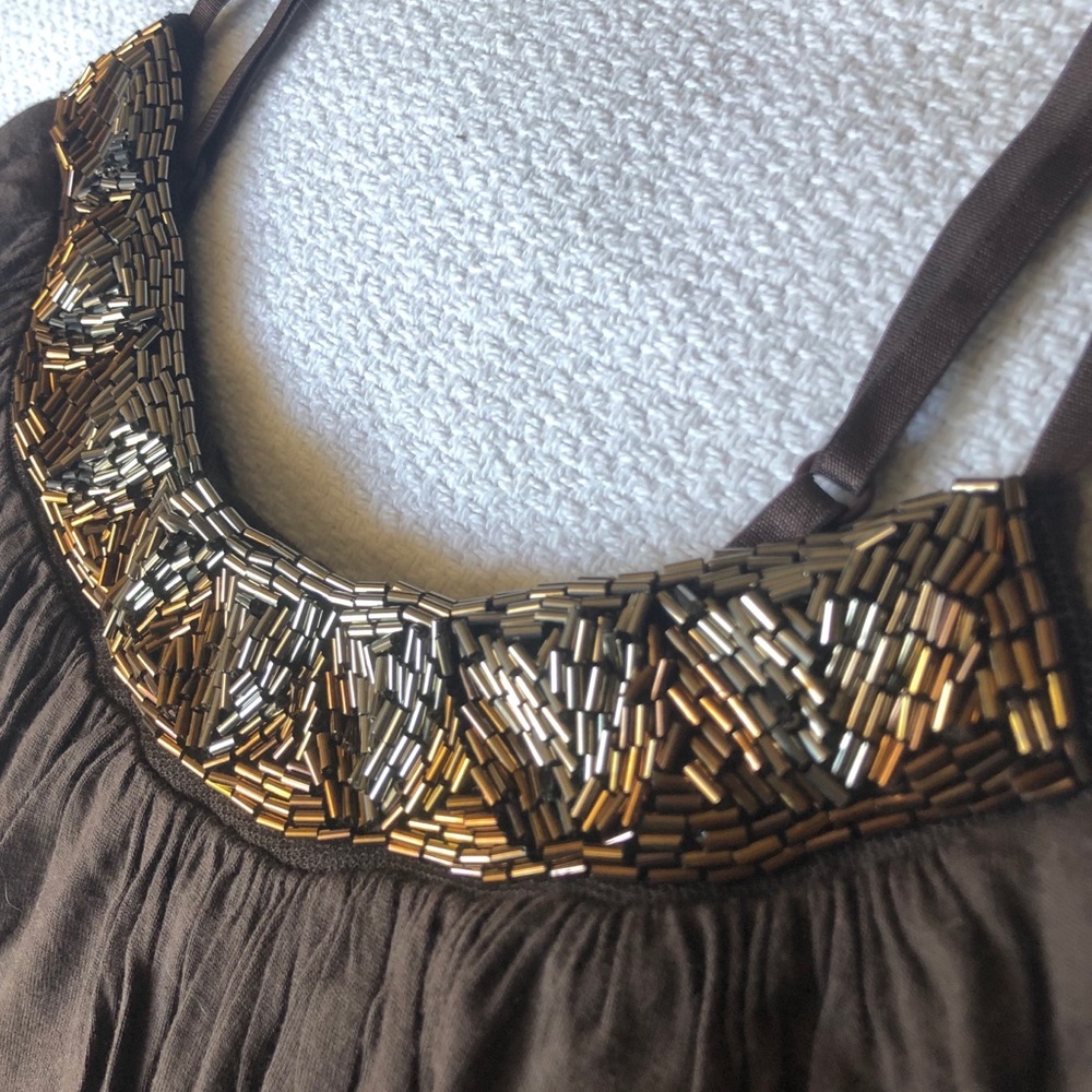 Jewel Brown Spaghetti Strap Blouse/ Top - Picture 3 of 4